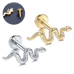 1Pc Stainless Steel Snake Bites Piercing Earring Moon Lightning Tragus Labret Pircing Medusa Conch Cartilage Helix Nariz Jewelry
