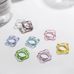 New Trendy Geometric Circle Stacked Finger Rings for Women Minimalist Transparent Multicolor Resin Acrylic Ring Korean Jewelry