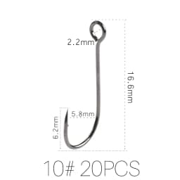 Supercontinent Barb Hook Fishing hook big ring Carbon Steel Single Hooks tackle Worm Hooks With big eyes Ring 20pcs