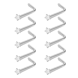 10pcs Stainless Steel Nose Stud Set Nose Piercing Set Nose Ring Nariz Bone Studs Screws for Man Women Nostril Body Jewelry 20G
