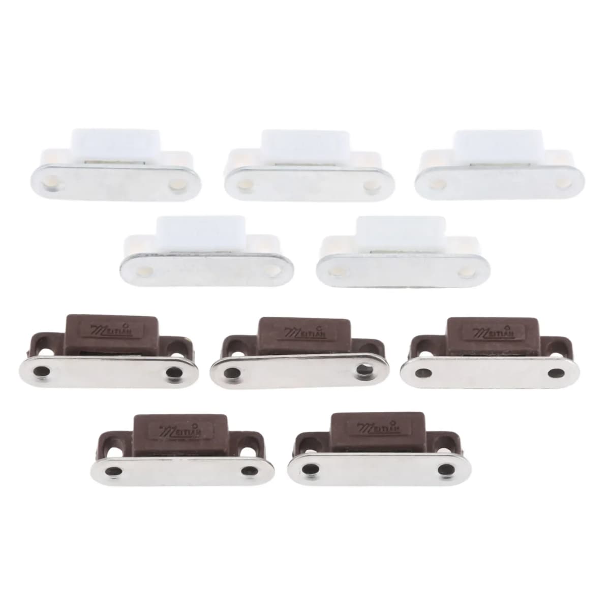 5pcs Magnetic Catches w/screws Small Metal Cabinet Door Cupboard Preventing Protecting 27x10mm White/Brown Mini Stopper Kitchen