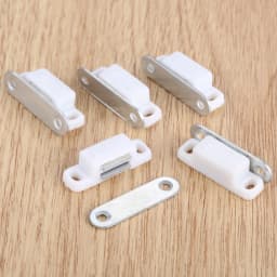5pcs Magnetic Catches w/screws Small Metal Cabinet Door Cupboard Preventing Protecting 27x10mm White/Brown Mini Stopper Kitchen