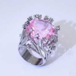 New 925 Sterling Silver Ring Inlaid Pink Crystal Zircon Exaggerated Ring For Woman Wedding Jewelry Gift