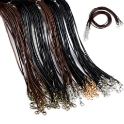 20Pcs/lot 45+5cm Leather String Cord Wax Braided 1.5/2mm Rope Adjustable Chain Lobster Clasp Necklaces Pendant Jewelry Findings
