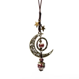 Moon and Star Handmade Ceramic Necklace Adjustable Pendant Boho Vintage Jewelry Multiple Colors Accessories 142