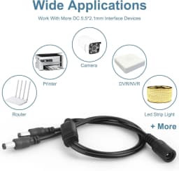 2 4 6 8 Way CCTV DC Power Splitter Adapter Cable for 12V 9V PSU Security Camera