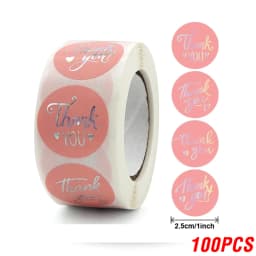 100-500pcs Rose Gold Foil 'Thank You' Stickers for Small Business Gift Seal Shipping Labels Envelope Decoration
