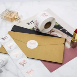 100-500pcs Rose Gold Foil 'Thank You' Stickers for Small Business Gift Seal Shipping Labels Envelope Decoration