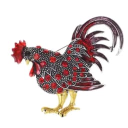 Cute Colour Rooster Brooches Pin For Women Enamel Animal Brooch Broches Crystal Cock Jewelry Pins Gift