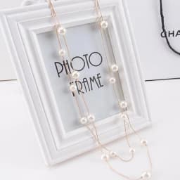New Long Double Layer Simulated Pearl Necklace Women Sweater Chain Female Collares Statement Jewlery Wholesale 2025