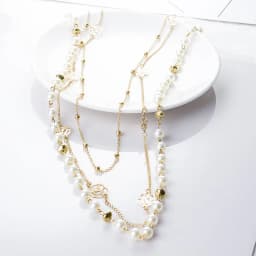 New Long Double Layer Simulated Pearl Necklace Women Sweater Chain Female Collares Statement Jewlery Wholesale 2025