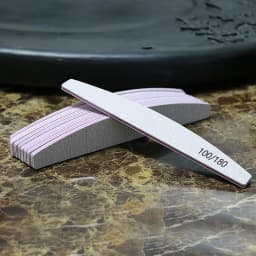 Nail File Buffer 100/180 Grit Half Moon Nail Files Double Side Sandpaper Nail Sanding Grinding Gel Nail Polish Manicure Tool