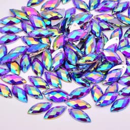 JUNAO 100pcs 7*15mm Pink AB Sewing Rhinestones Flatback Horse Eye Stone Sew On Strass Crystal Loose Acrylic Beads For Needlework