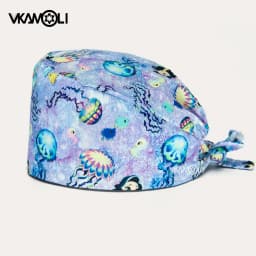 women's Cotton scrubs caps weat-absorbent Elastic Section pet grooming nursing work hats lab Flower print scrub hat Wholesale