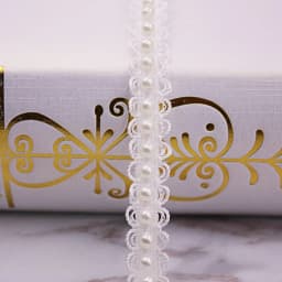 1yard/lot White Black Pearl Bead Lace Ribbon Tape Lace Fabric Trim Ribbons for DIY Sewing Garments Handmade Clothing Accessories