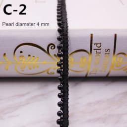 1yard/lot White Black Pearl Bead Lace Ribbon Tape Lace Fabric Trim Ribbons for DIY Sewing Garments Handmade Clothing Accessories