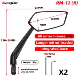 EasyDo Bicycle Handlebar Rear View Mirror Electric Scooter Mirror Bike Wide Range Back Sight Reflector For Bicycle Accessories
