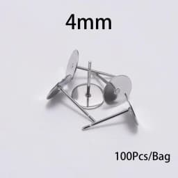 50/100Pcs/lot 3-12mm Metal Stainless Steel Flat Post Back Blank Earring Stud Base For DIY Jewelry Making Findings Accessories