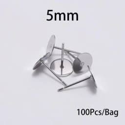 50/100Pcs/lot 3-12mm Metal Stainless Steel Flat Post Back Blank Earring Stud Base For DIY Jewelry Making Findings Accessories