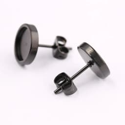10pcs Rose Gold Black Stainless Steel Post Stud Earring Base Settings 6mm 8mm 10mm Dia Blank Cabochon Bezel Findings