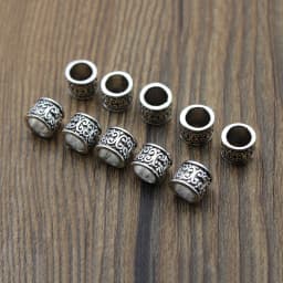 20pcs Tibetan Antique Silver Loose Spacer Beads Charms Metal Big Hole Beads for Jewelry Bracelet Making Accessories DIY Craft