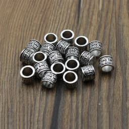 20pcs Tibetan Antique Silver Loose Spacer Beads Charms Metal Big Hole Beads for Jewelry Bracelet Making Accessories DIY Craft