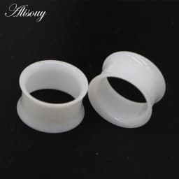 2pcs White Black Transparent Acrylic Ear Tunnel Plug Ear Gauges Piercing Double Curved Saddle Expander Stretcher Body Jewelry