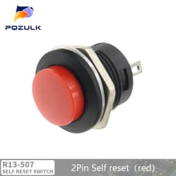 6PCS Momentary Push Button Switch 16mm Momentary 6A/125VAC 3A/250VAC Round Switches R13-507 BLACK RED GREEN WHITE BLUE YELLOW
