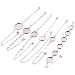 2pcs 12mm 14mm 16mm 18mm 20mm 316 stainless steel Bangle Base Bracelet Blank Findings Tray Bezel Setting Cabochon Cameo