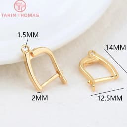 (2258)6PCS 20x12.5MM Hole 2MM 24K Gold Color Brass Stud Pins Earrings Clasps High Quality DIY Jewelry Making Findings