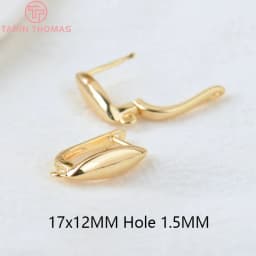 (2258)6PCS 20x12.5MM Hole 2MM 24K Gold Color Brass Stud Pins Earrings Clasps High Quality DIY Jewelry Making Findings