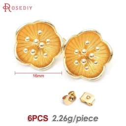 18K Gold Color Brass 3D Special Flower Branchs Stud Earrings Pins Jewelry Earrings Making Supplies Diy Findings Accessories