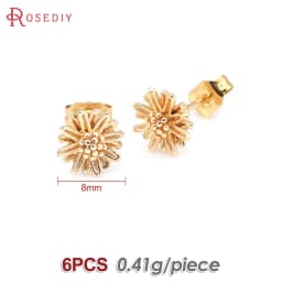 18K Gold Color Brass 3D Special Flower Branchs Stud Earrings Pins Jewelry Earrings Making Supplies Diy Findings Accessories