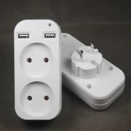 2023 EU Plug Power Strip Adapter Wall Double Socket Portable 2 USB Port for Mobile Phones 1200W 250V, for Smartphones Tablets
