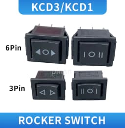 KCD4 Black Rocker Switch Power Switch ON-OFF-ON 3 Position 3/6 Pins With Light 16A 250VAC/ 20A 125VAC KCD1 10A 125VA/ 6A 250V