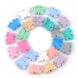 LOFCA Butterfly Beads Silicone 10pcs Teethers BPA Free DIY Loose Bead For Teething Necklace Animal Shaped Cute Teething Toys