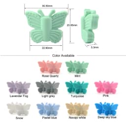 LOFCA Butterfly Beads Silicone 10pcs Teethers BPA Free DIY Loose Bead For Teething Necklace Animal Shaped Cute Teething Toys