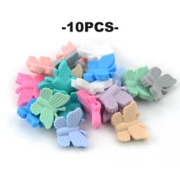 LOFCA Butterfly Beads Silicone 10pcs Teethers BPA Free DIY Loose Bead For Teething Necklace Animal Shaped Cute Teething Toys