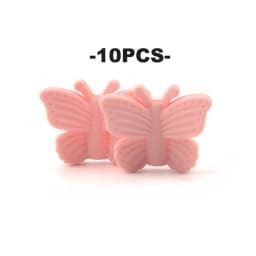 LOFCA Butterfly Beads Silicone 10pcs Teethers BPA Free DIY Loose Bead For Teething Necklace Animal Shaped Cute Teething Toys
