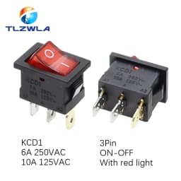 10PCS Switch ON-OFF KCD1 15*21mm 2Pin Ship Type Switch 6A 250V 10A 125V 15X21 Rocker Switch Power Switch