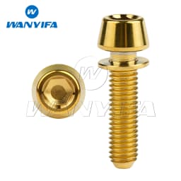 Wanyifa Titanium Bolt M5M6x16/18/20/25mm Conical Head Ti Screws with Washer for Bicycle Stems