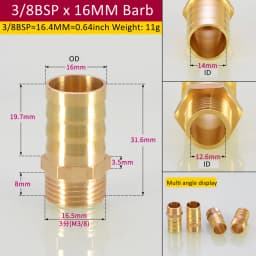 Brass Pipe Fitting 6/8/10/12/14/16mm Hose Barb Tail 1/8" 3/8" 1/4" BSP Male Connector Joint Copper Coupler Adapter