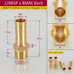 Brass Pipe Fitting 6/8/10/12/14/16mm Hose Barb Tail 1/8" 3/8" 1/4" BSP Male Connector Joint Copper Coupler Adapter