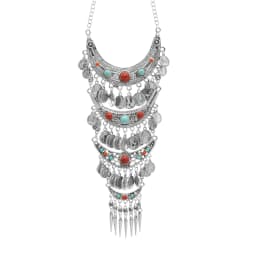 Gypsy Boehmian Hippie Collar Necklaces for Women Big Chunky Tibetan Silver Metal Necklace Festival Turkish Party Jewelry Gift