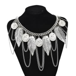 Gypsy Boehmian Hippie Collar Necklaces for Women Big Chunky Tibetan Silver Metal Necklace Festival Turkish Party Jewelry Gift