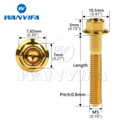 Wanyifa Titanium Bolts M5/M6x10 15 20 25 30 35 40 45 50 55 60 65 70 75 80 90 100mm Small Hex Head Flange Screw for Motorcycle