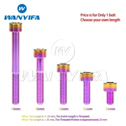 Wanyifa Titanium Bolt M5 X 10 12 16 18 20 23 25 30 35 40 45 50 55 60mm Screw for Bike MTB / Road Bicycle Seatpost Headset Brake