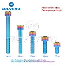 Wanyifa Titanium Bolt M5 X 10 12 16 18 20 23 25 30 35 40 45 50 55 60mm Screw for Bike MTB / Road Bicycle Seatpost Headset Brake