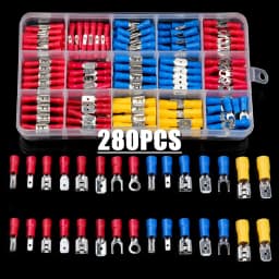 102/122/222/280/300pcs Assorted Spade Terminals Insulated Cable Splice Butt Connector Electrical Wire Crimp Ring Fork Lugs Kit