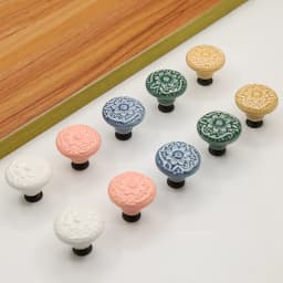 Single Hole Round Ceramic Knob Handle Flower Surface Cabinet Kitchen Door Drawer Handles Dresser Knobs Pulls Furniture Hardware